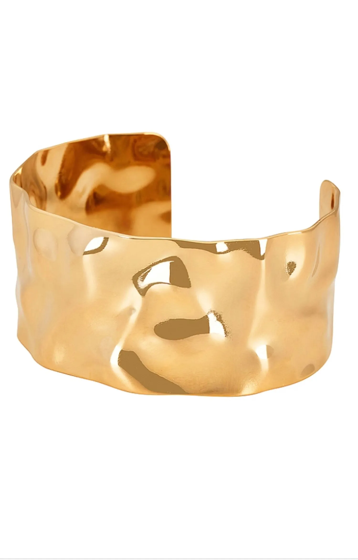 18k Gold Polished Hammer Cuff Bangle