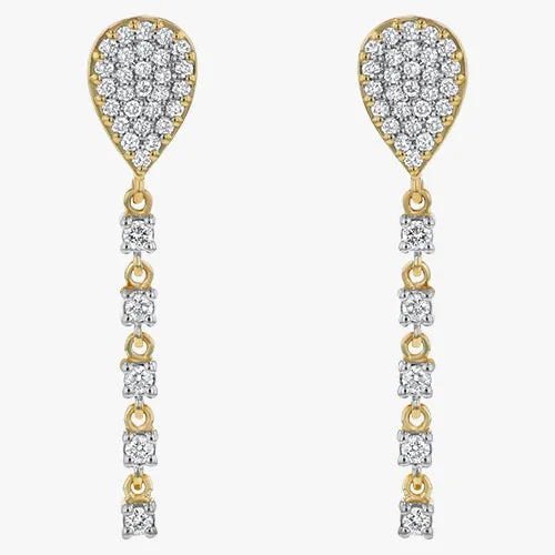 18K Gold Teardrop Lab Grown Diamond Dangle Earrings