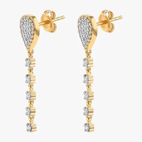 18K Gold Teardrop Lab Grown Diamond Dangle Earrings