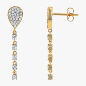 18K Gold Teardrop Lab Grown Diamond Dangle Earrings