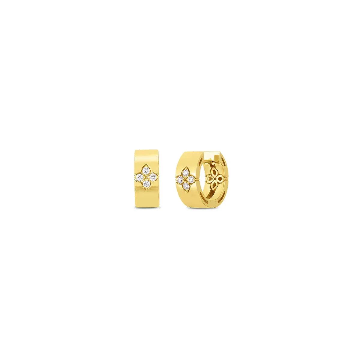 18K Yellow Gold Love in Verona 15mm Hoops with Diamond Flowers