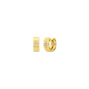 18K Yellow Gold Love in Verona 15mm Hoops with Diamond Flowers