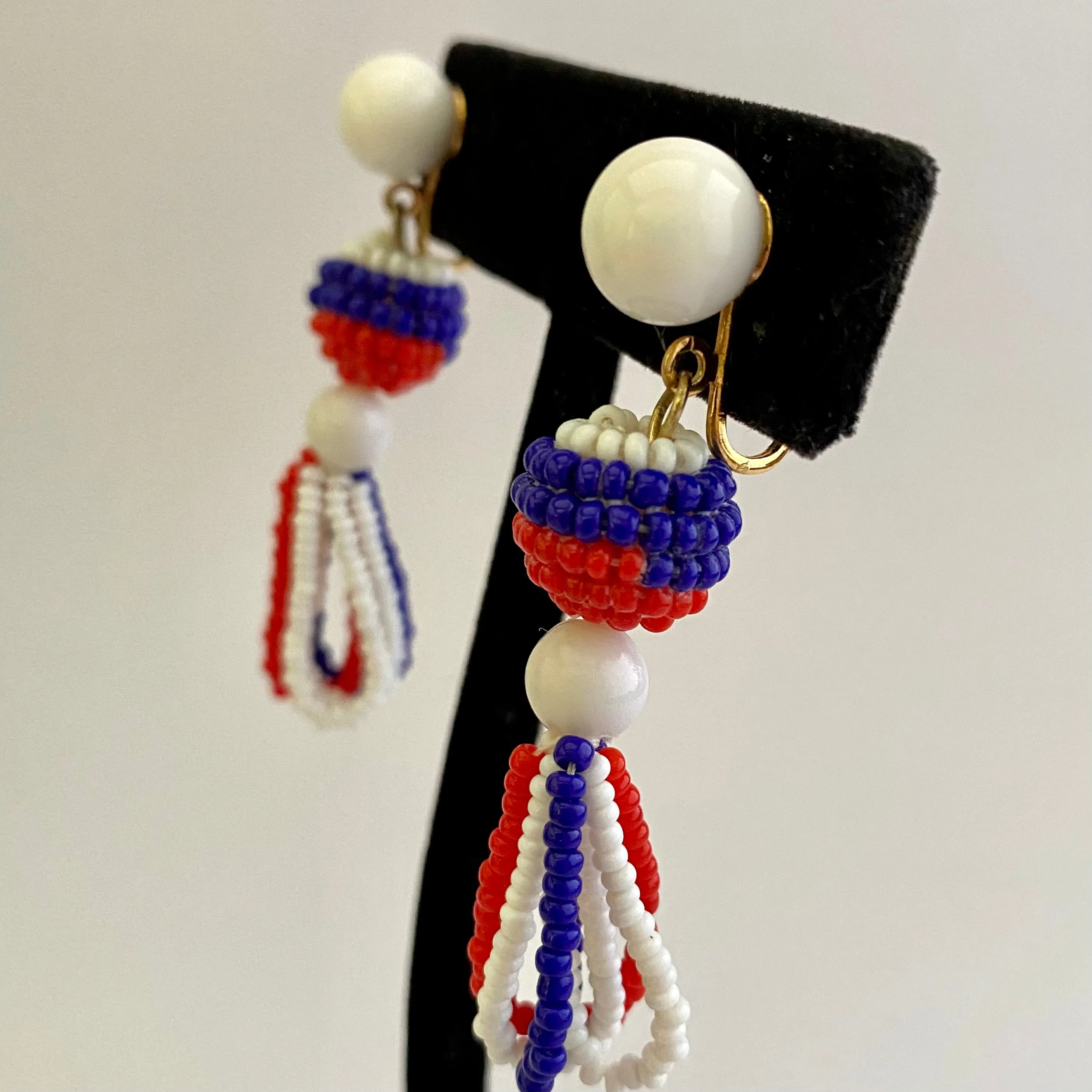 1960s Patriotic Bead Earrings