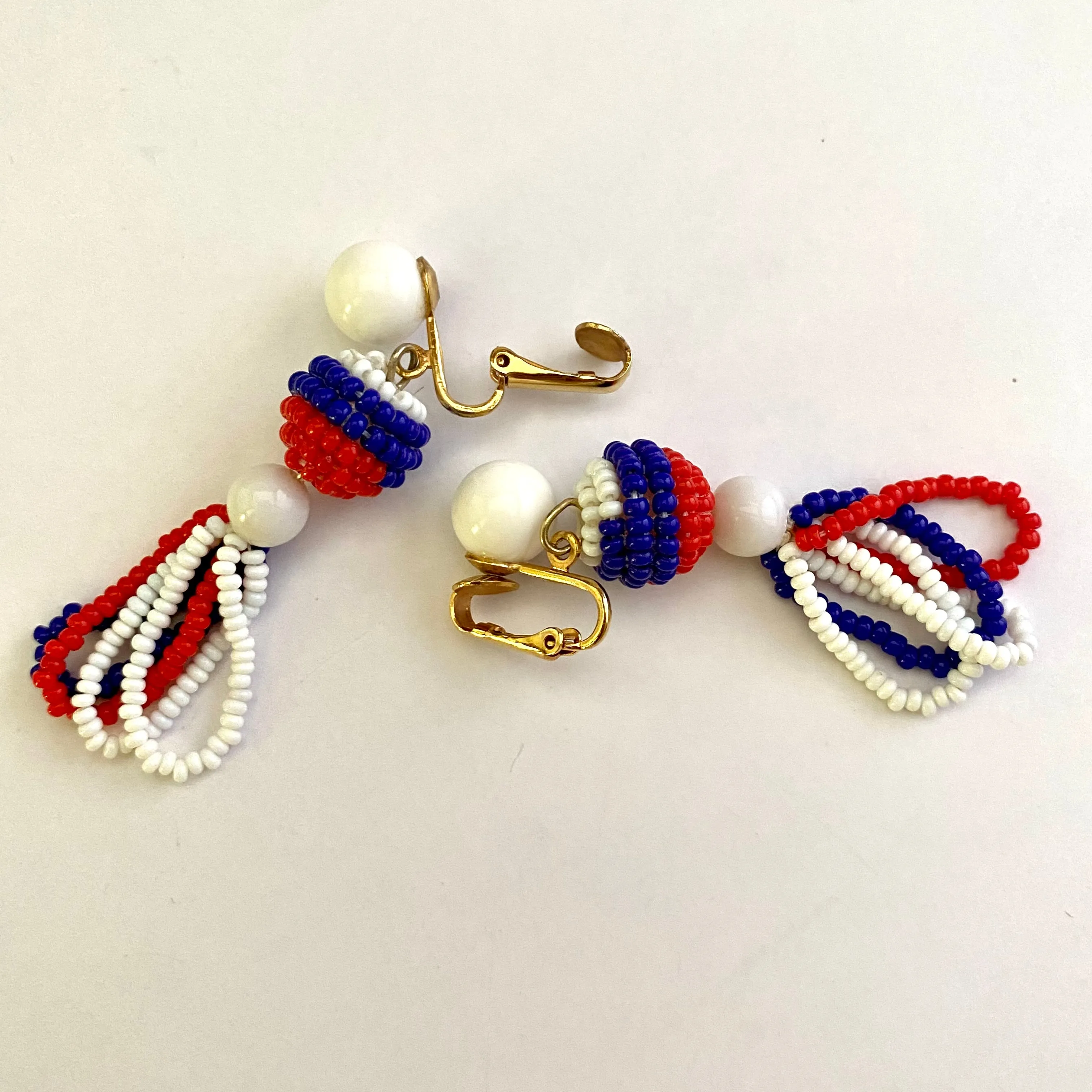 1960s Patriotic Bead Earrings