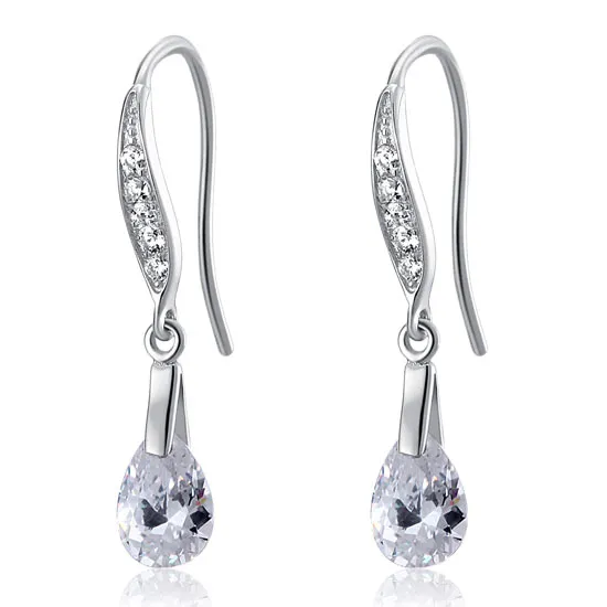 2 Carat Pear Cut Created Diamond 925 Sterling Silver Dangle Earrings XFE8018