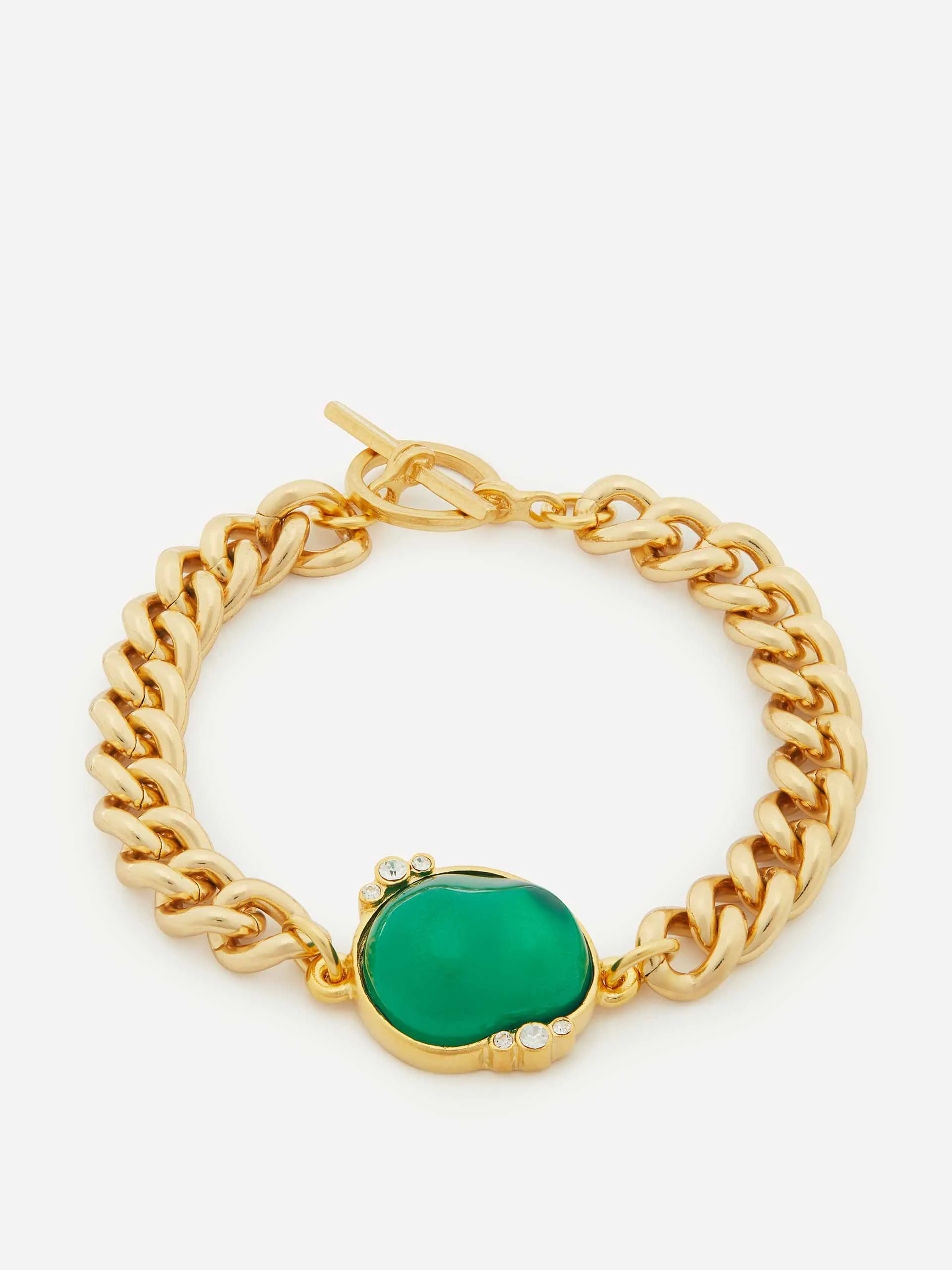 22kt gold-plated emerald chain bracelet