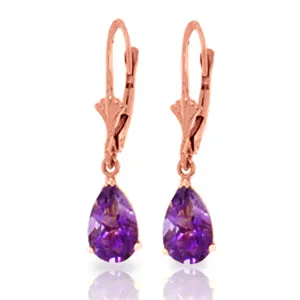 2.5 Carat 14K Solid White Gold Leverback Earrings Amethyst