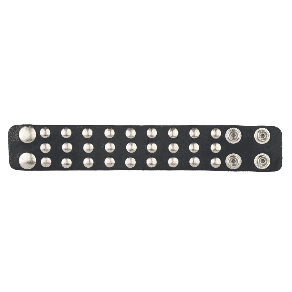 3 Row Flat Studded Leather Wristband