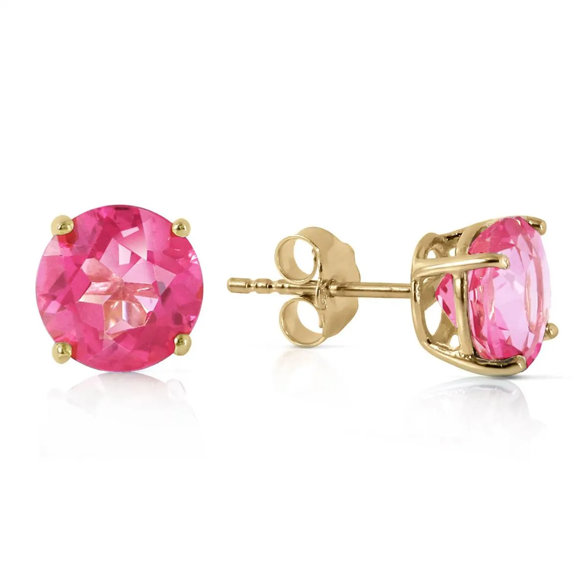 3.1 Carat 14K Solid Yellow Gold Precisely Why Pink Topaz Earrings