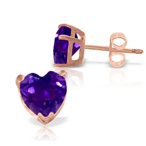 3.25 Carat 14K Solid Rose Gold Divinity Amethyst Stud Earrings