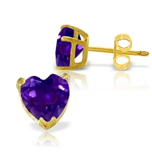 3.25 Carat 14K Solid Yellow Gold Three Words Amethyst Earrings