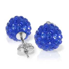 4 Carat 14K Solid White Gold Blue Cubic Zirconia Ball Stud Earrings