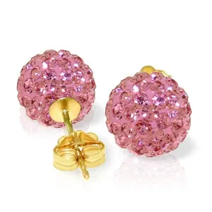 4 Carat 14K Solid Yellow Gold Pink Cubic Zirconia Ball Stud Earrings