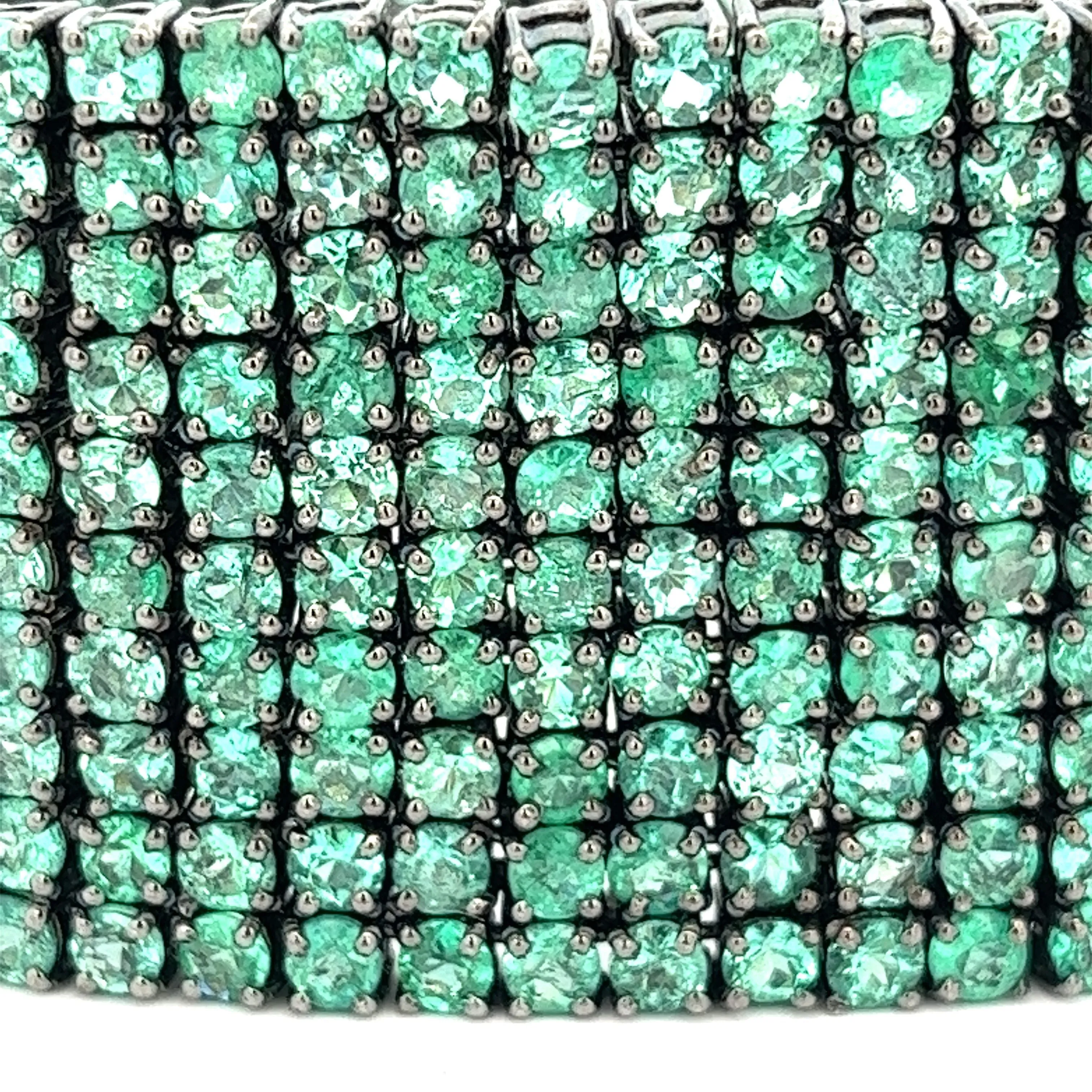 42.54ct Sterling Silver Emerald Bracelet