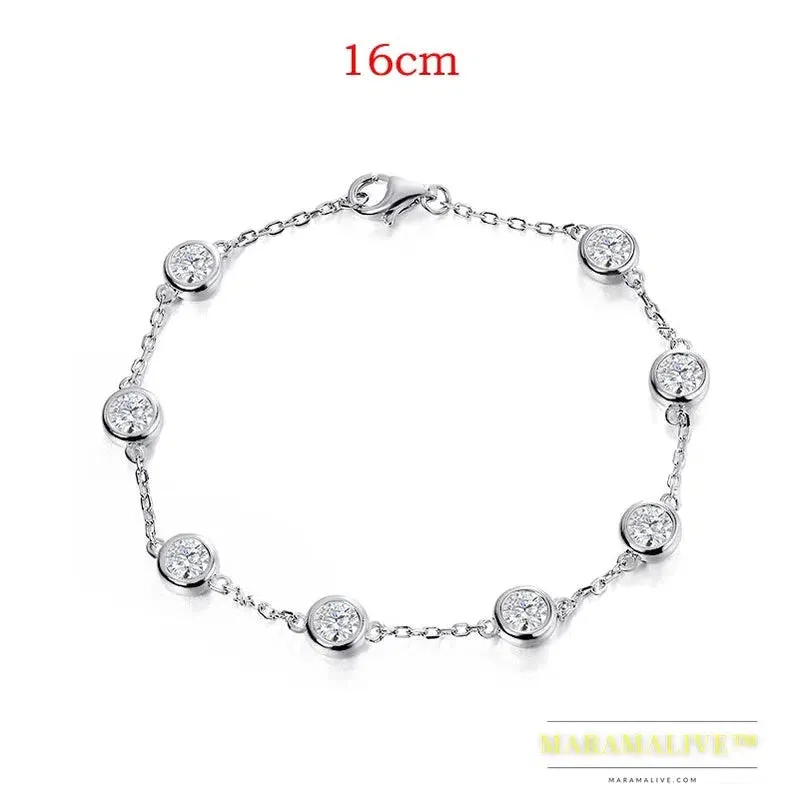 4/5mm Classic Bubble Moissanite Bracelet for Women 8 Stones Sparkling Lab Diamond Tennis Bracelet 925 Sterling Silver GRA