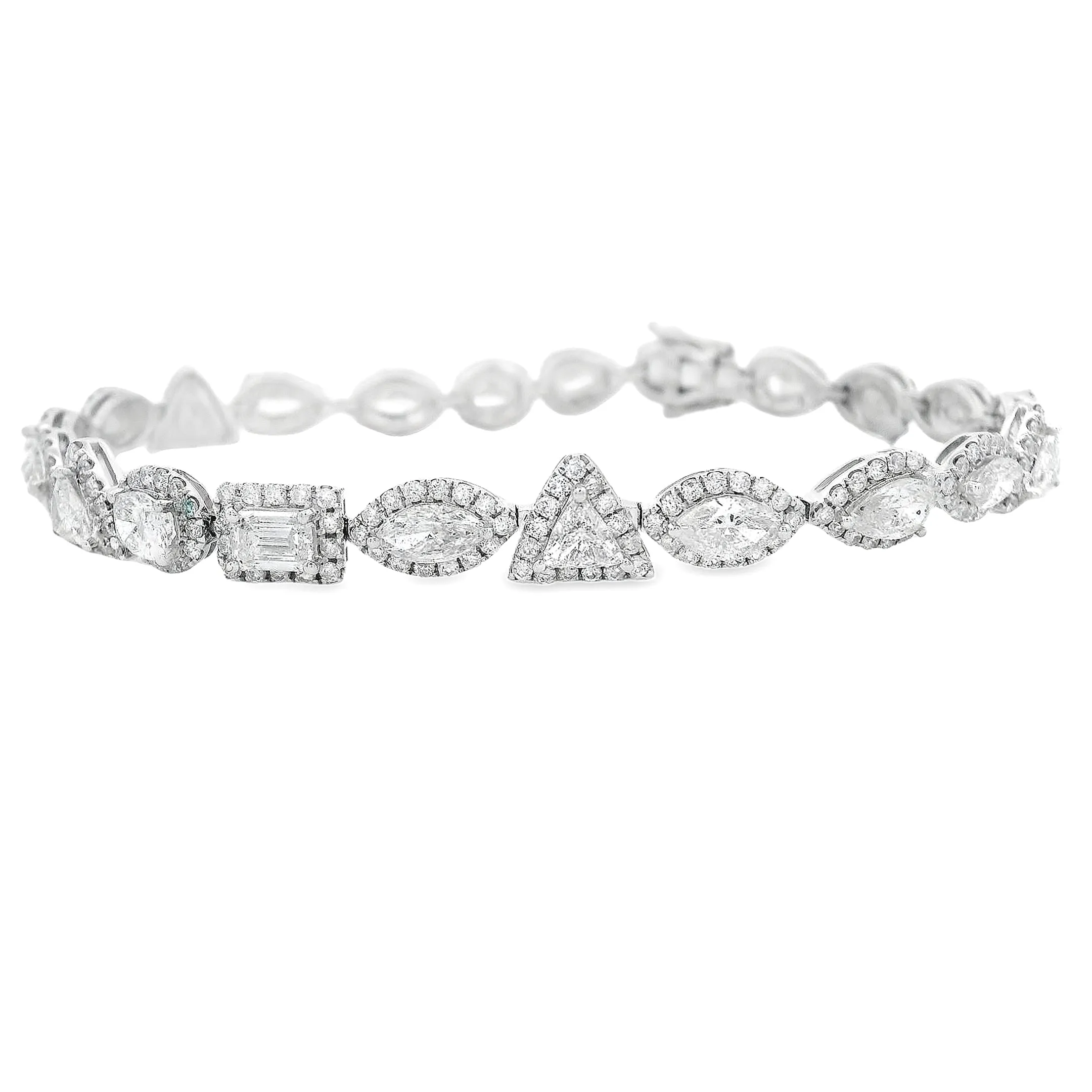 8.27ct 18k White Gold Mixed Shape Diamond Bracelet