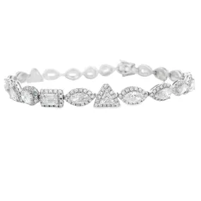 8.27ct 18k White Gold Mixed Shape Diamond Bracelet