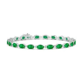 9.2 CT. Classic Oval Emerald Tennis Bracelet