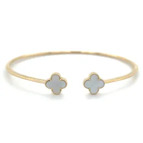 9ct Yellow Gold Mother Of Pearl Clover Bangle