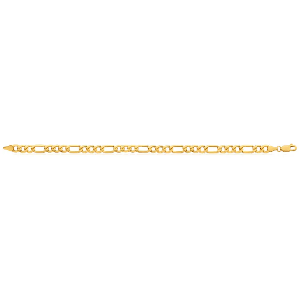 9ct Yellow Gold Silver Filled 21cm Figaro Bracelet 150 Gauge