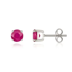 9K White Gold 5mm Round Ruby Stud Earrings