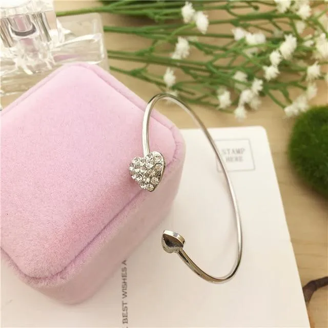 Adjustable Crystal Heart Bracelet For Women