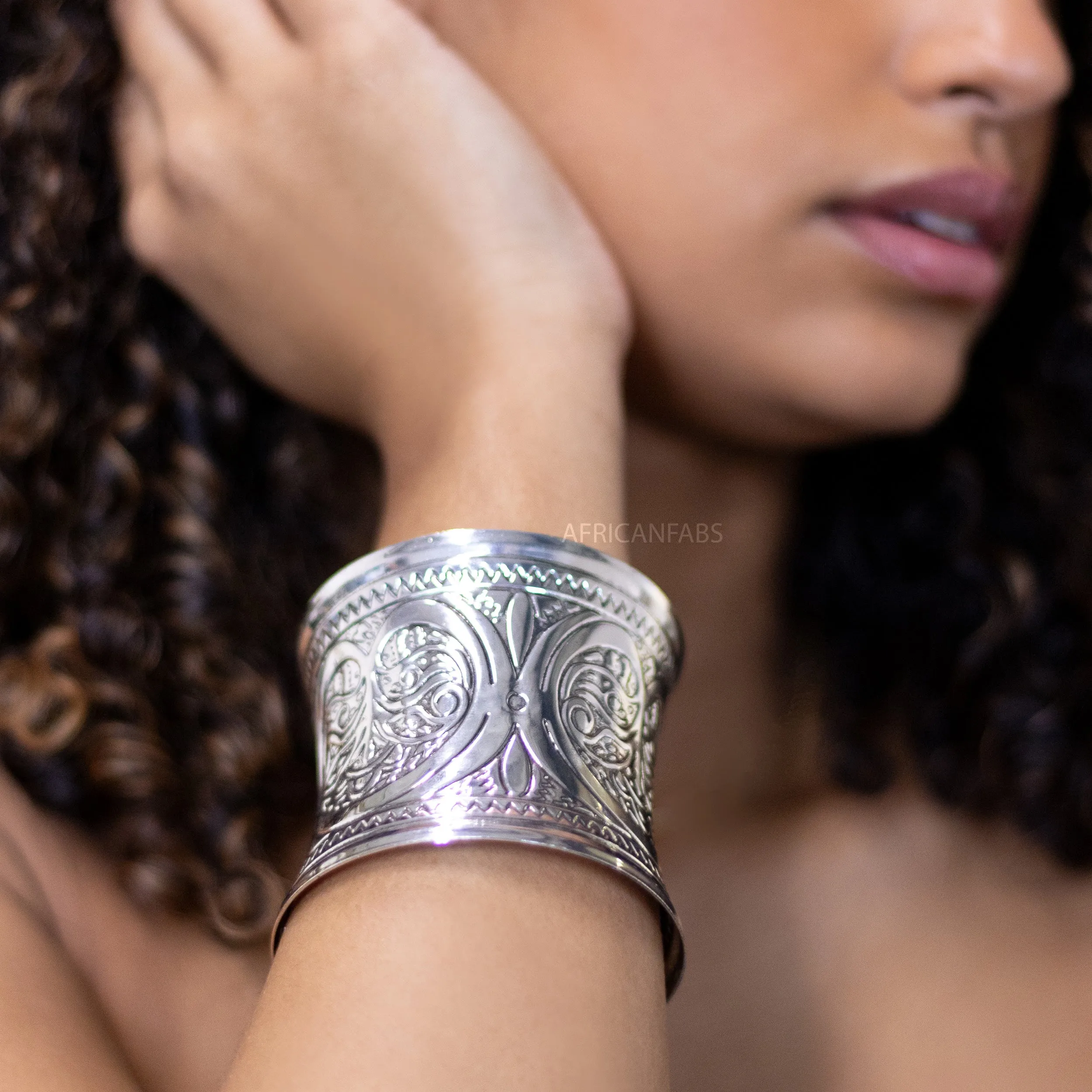 African style Bangle Cuff Bracelet - Infinity - Silver