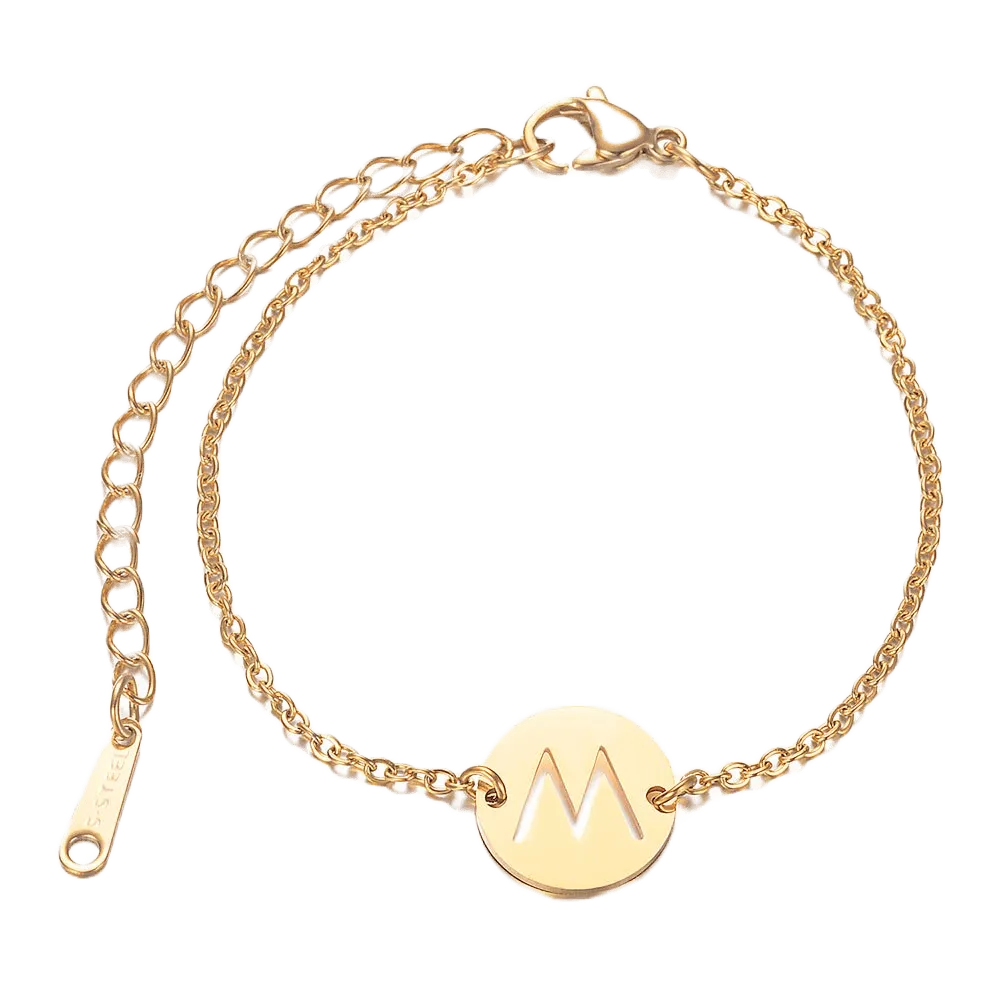 Alphabet Bracelet Gold Plated - Letter M