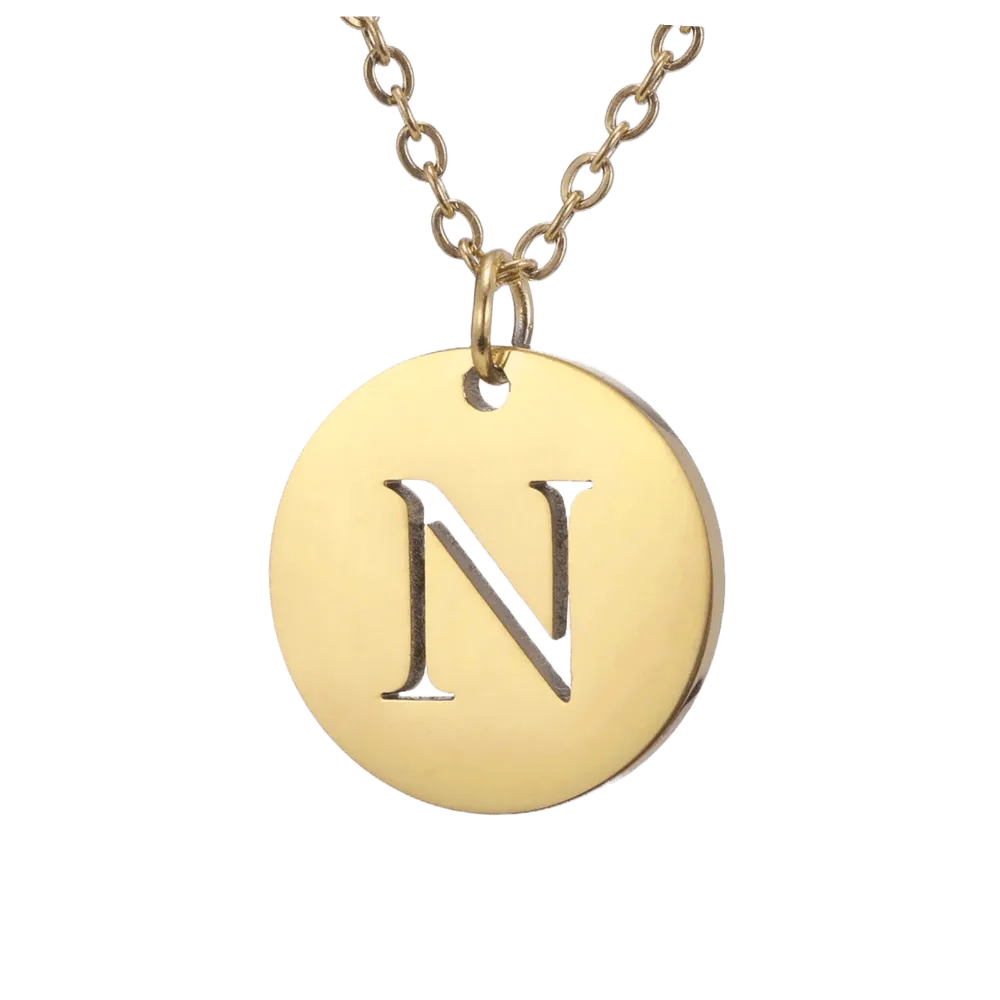 Alphabet Necklace Gold Plated - Letter N