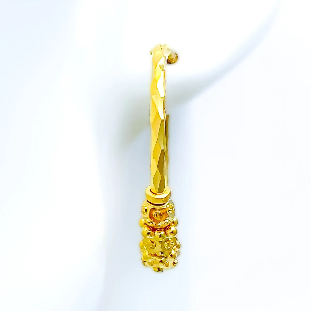 Alternating Dotted 22K Gold Bali Earrings