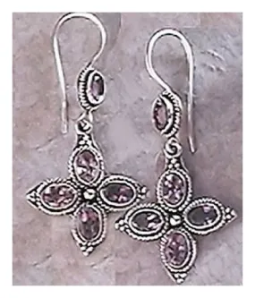 Amethyst Cross Earrings