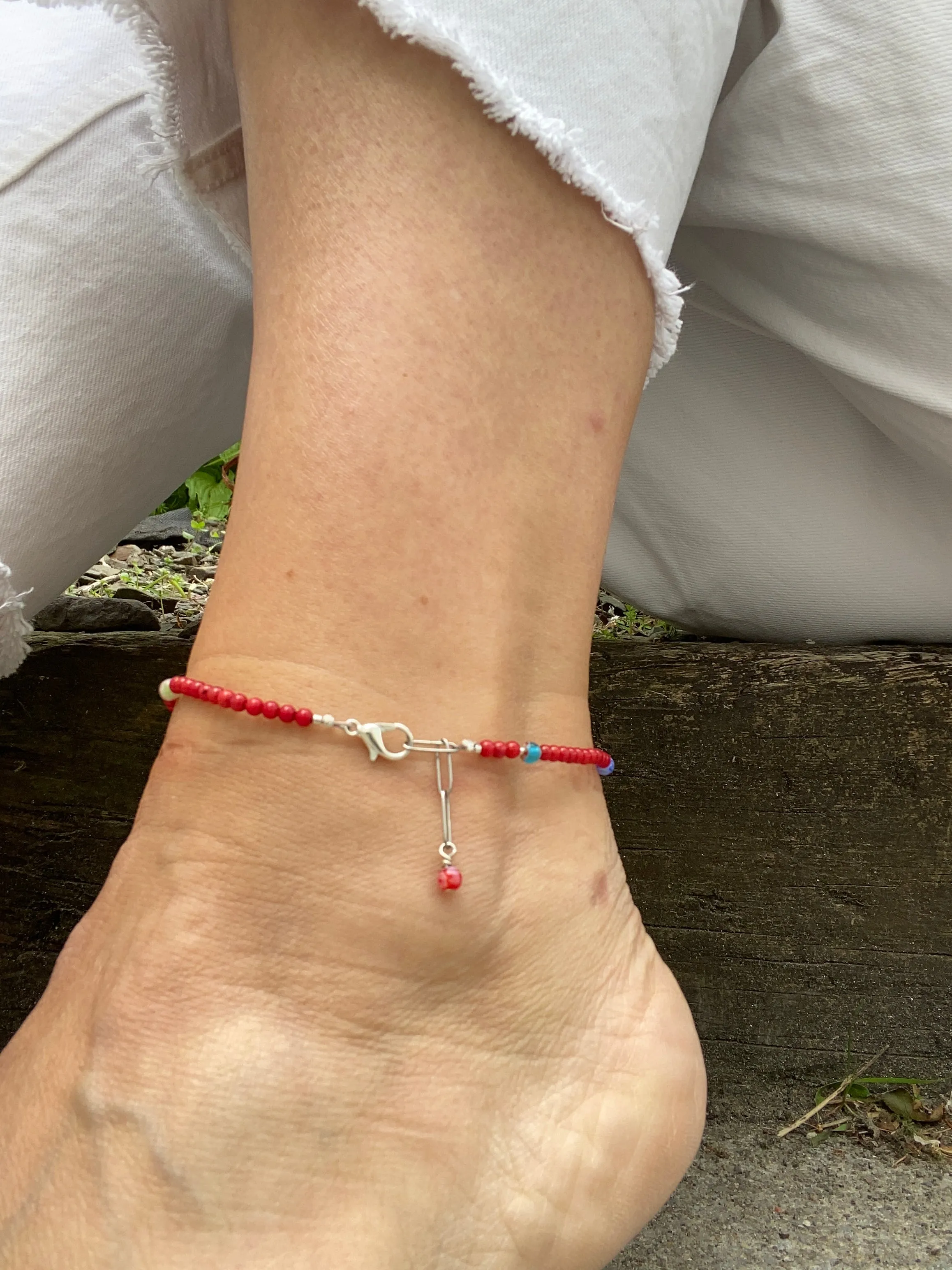 Anklet in Red Coral