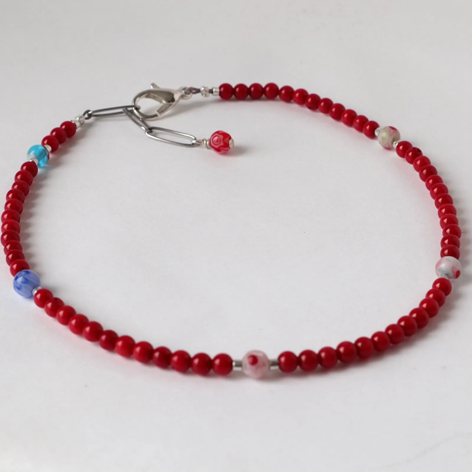 Anklet in Red Coral