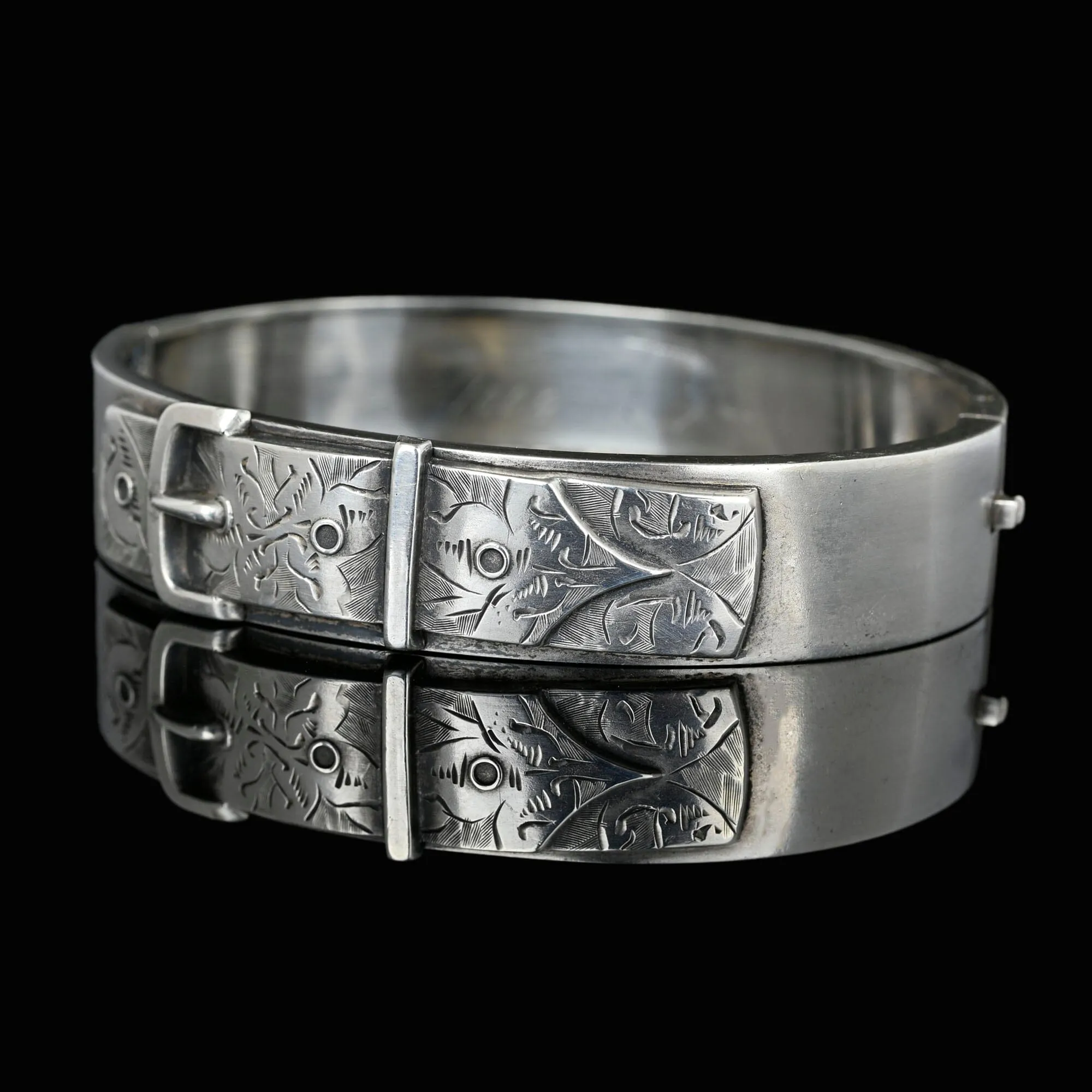 Antique Victorian Silver Buckle Bangle Bracelet