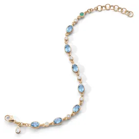 Aquamarine Tennis Bracelet in 18K Gold