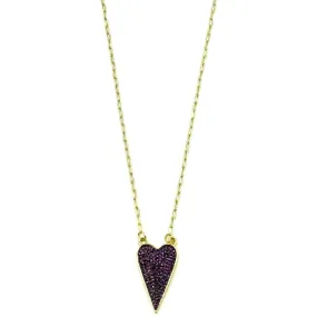 Ashley Gold Stainless Steel Gold Plated Pink CZ Drop Heart Pendant Necklace