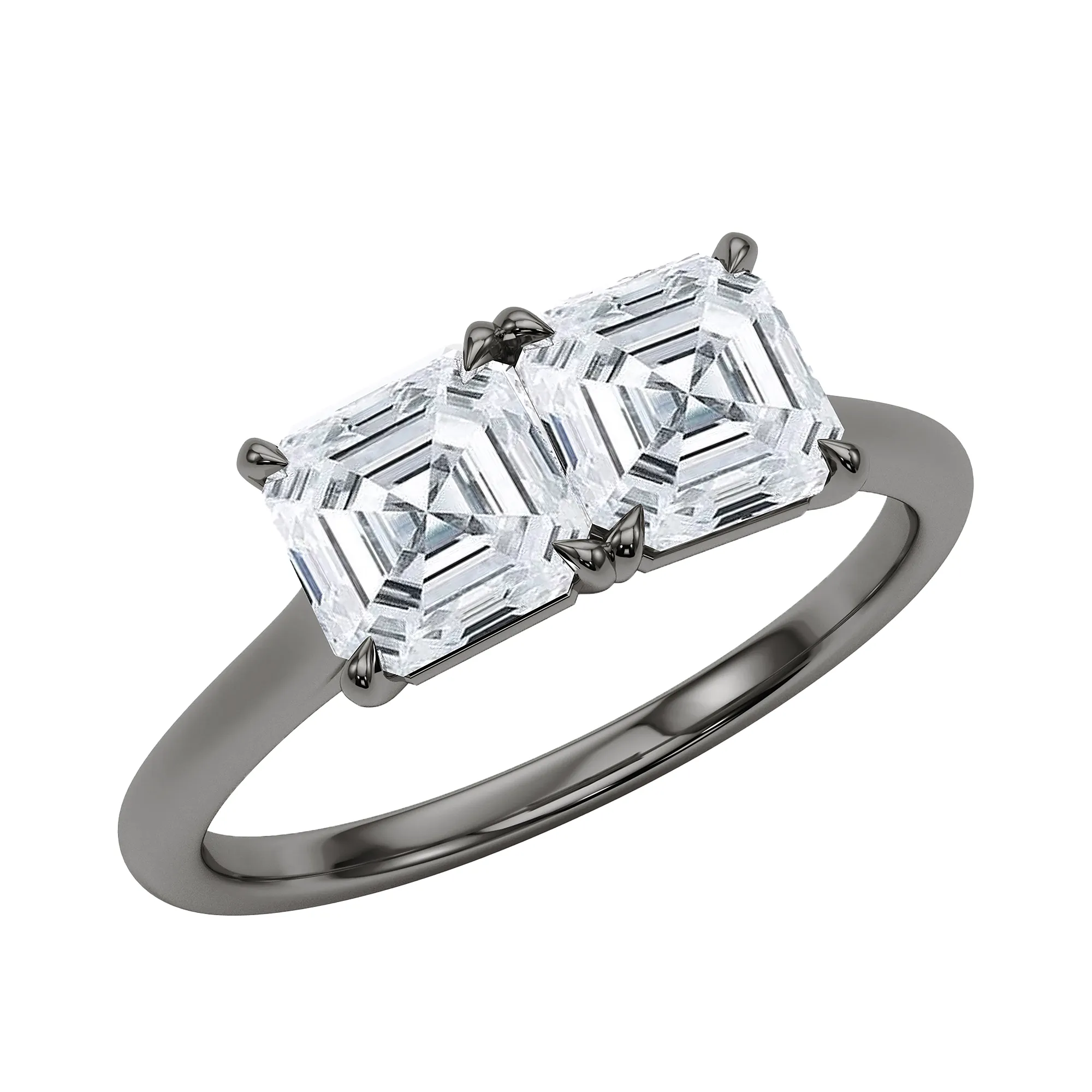 Asscher Twin Diamond Ring