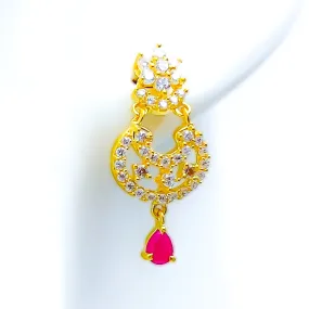 Attractive CZ Hanging 22k Gold Earrings