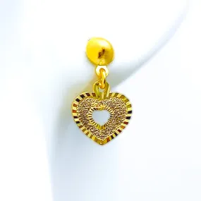 Attractive Hanging Heart 22k Gold Earrings