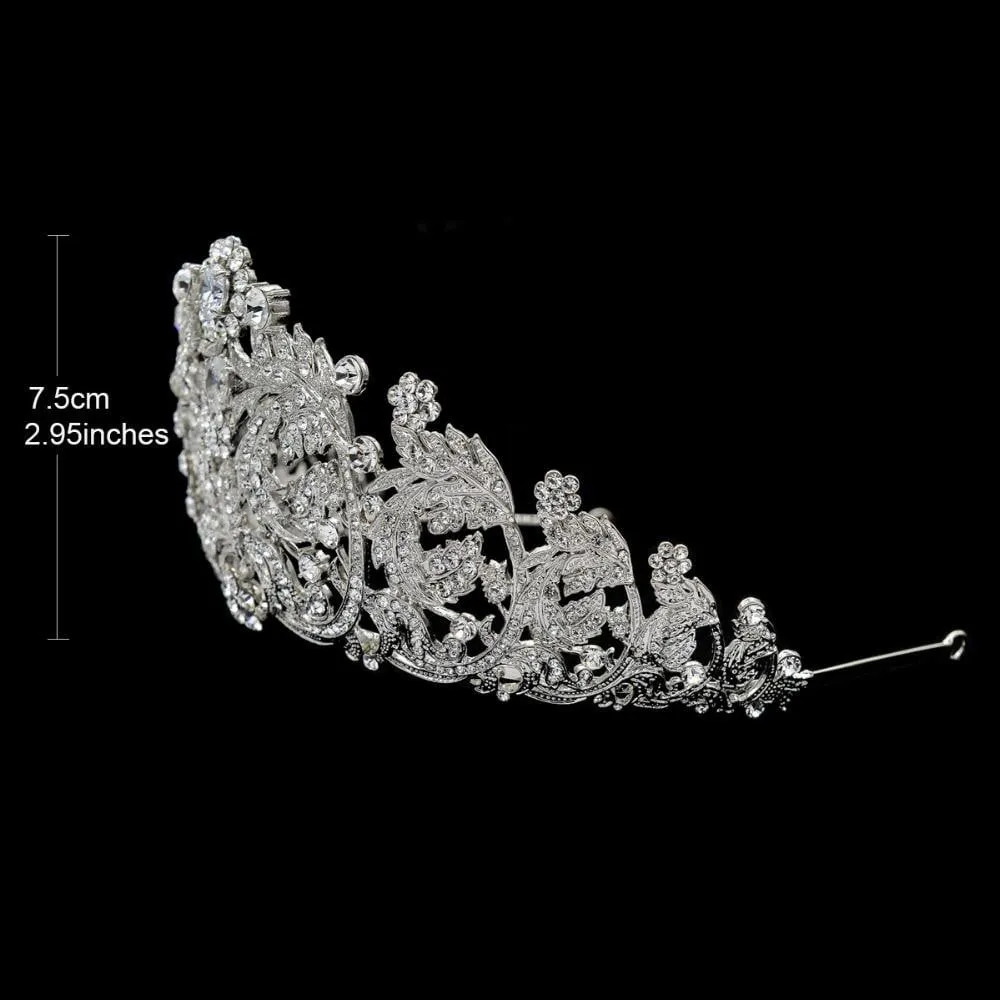 Austrian crystals wedding bridal royal leaves tiara diadem JHA8318