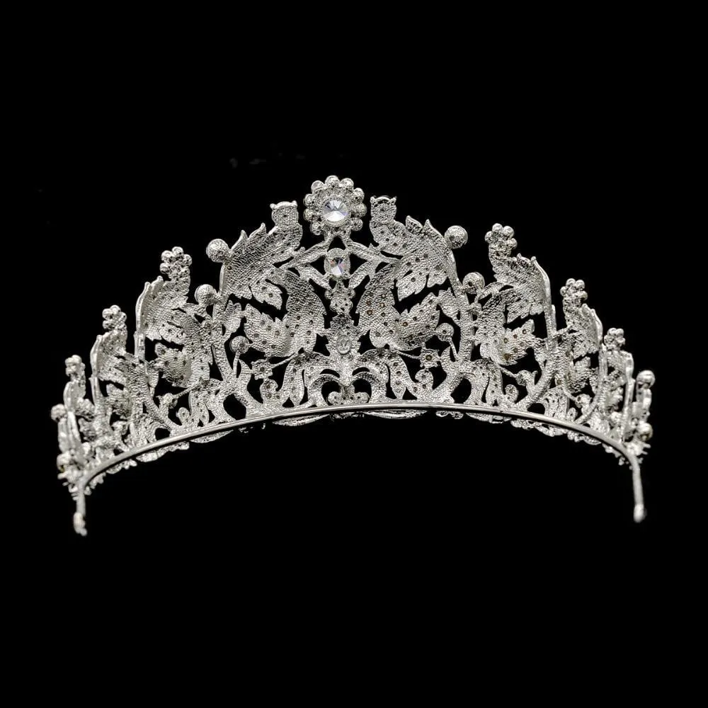 Austrian crystals wedding bridal royal leaves tiara diadem JHA8318