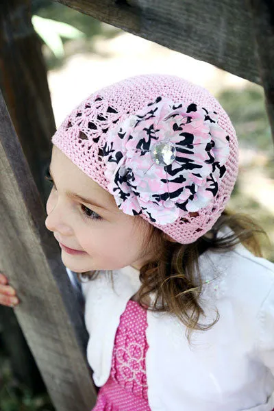 Baby Bezak - Pink Cap With Pink-Camo Flower