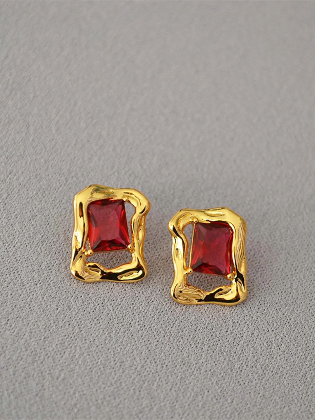 Baguette Colored Zircon Earrings