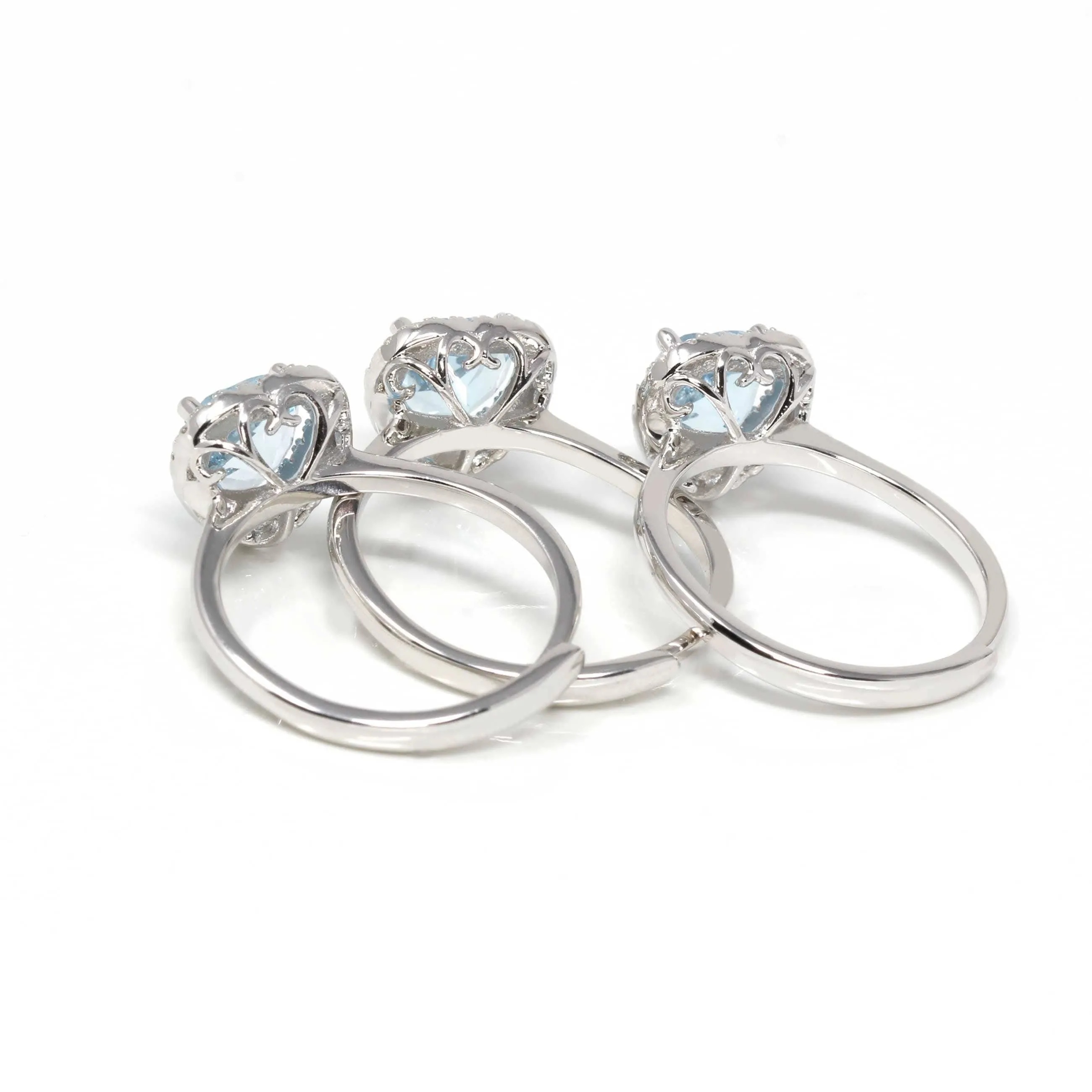 Baikalla™ Sterling Silver Natural Sky Blue Heart Topaz Ring