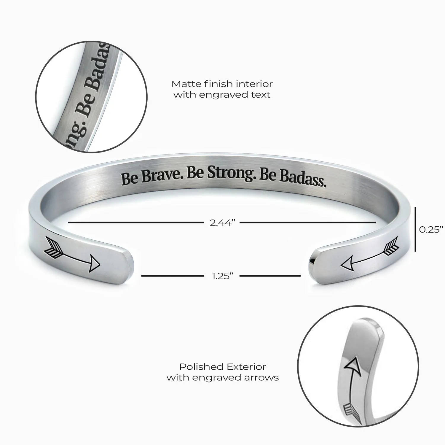 Be Brave. Be Strong. Be Badass. Personalizable Cuff Bracelet