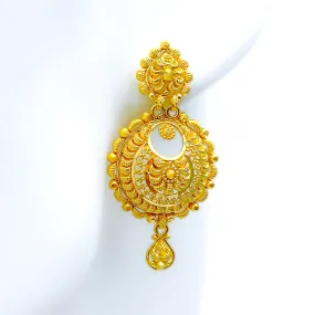 Beautiful Domed Crescent 22k Gold Earrings