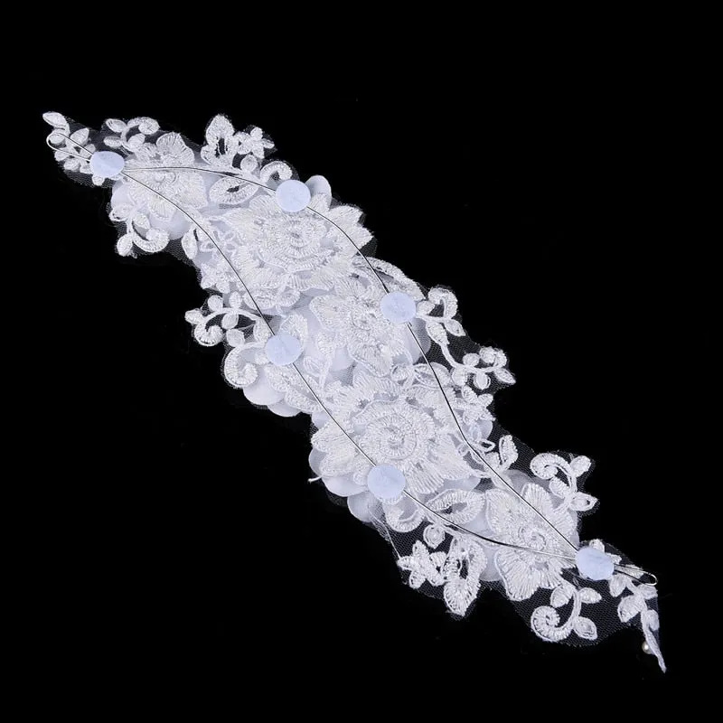 Beautiful Lace Appliqué Crystal & Pearl Flower Wedding headpiece