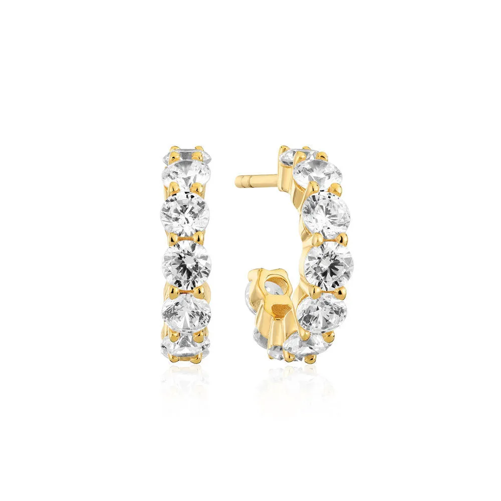 Belluno Parvus 18K Gold Plated Hoops w. Zirconia