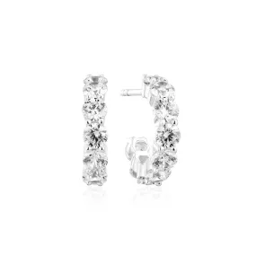 Belluno Parvus Silver Hoops w. Zirconia