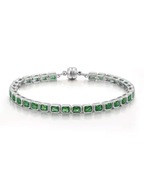 Bezel Emerald Ballier Bracelet- Emerald Green- Silver